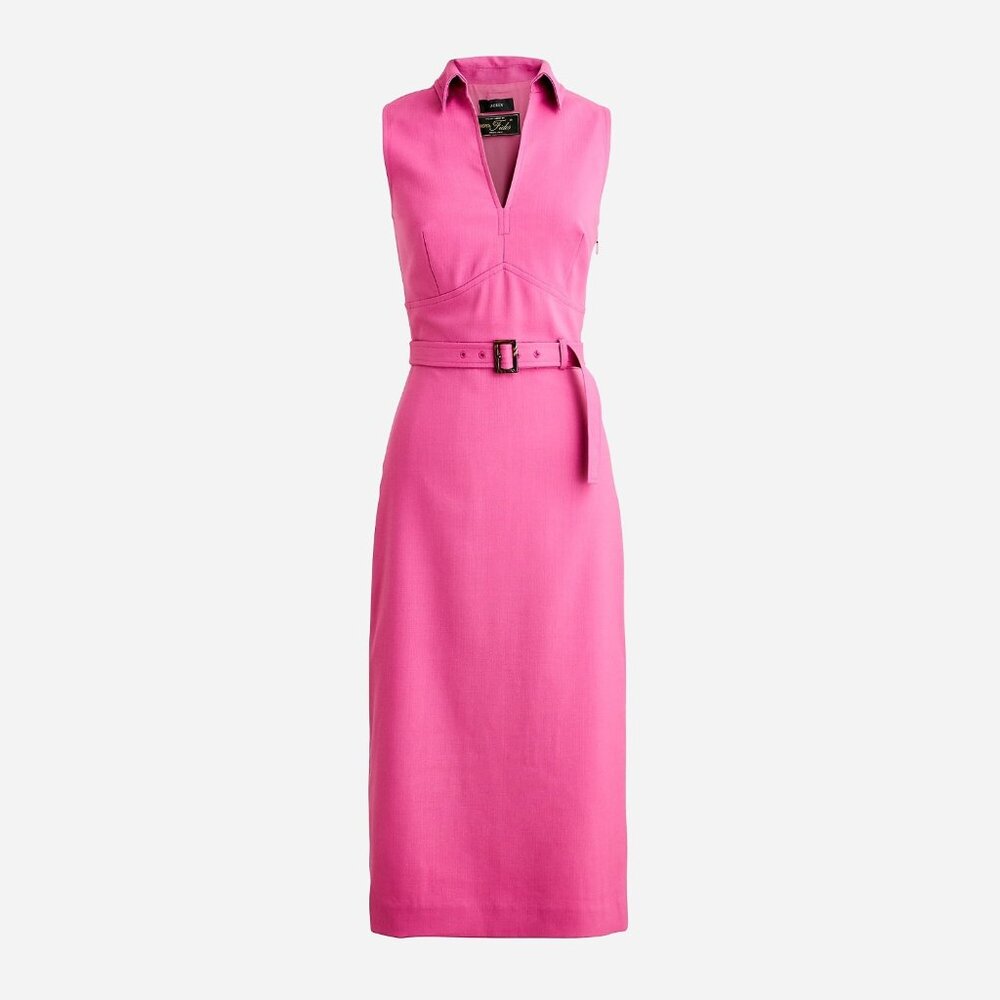 NWT J.Crew Collared Belted Sheath in Garden Dahlia Italian City Wool Dress 2T